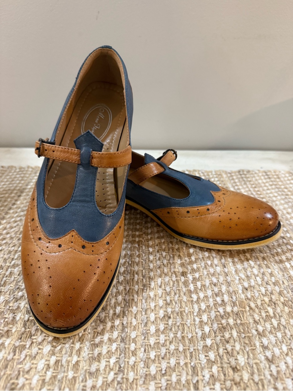 Mona Flying Leather Mary Jane Wingtips Size 8.5 (40)
